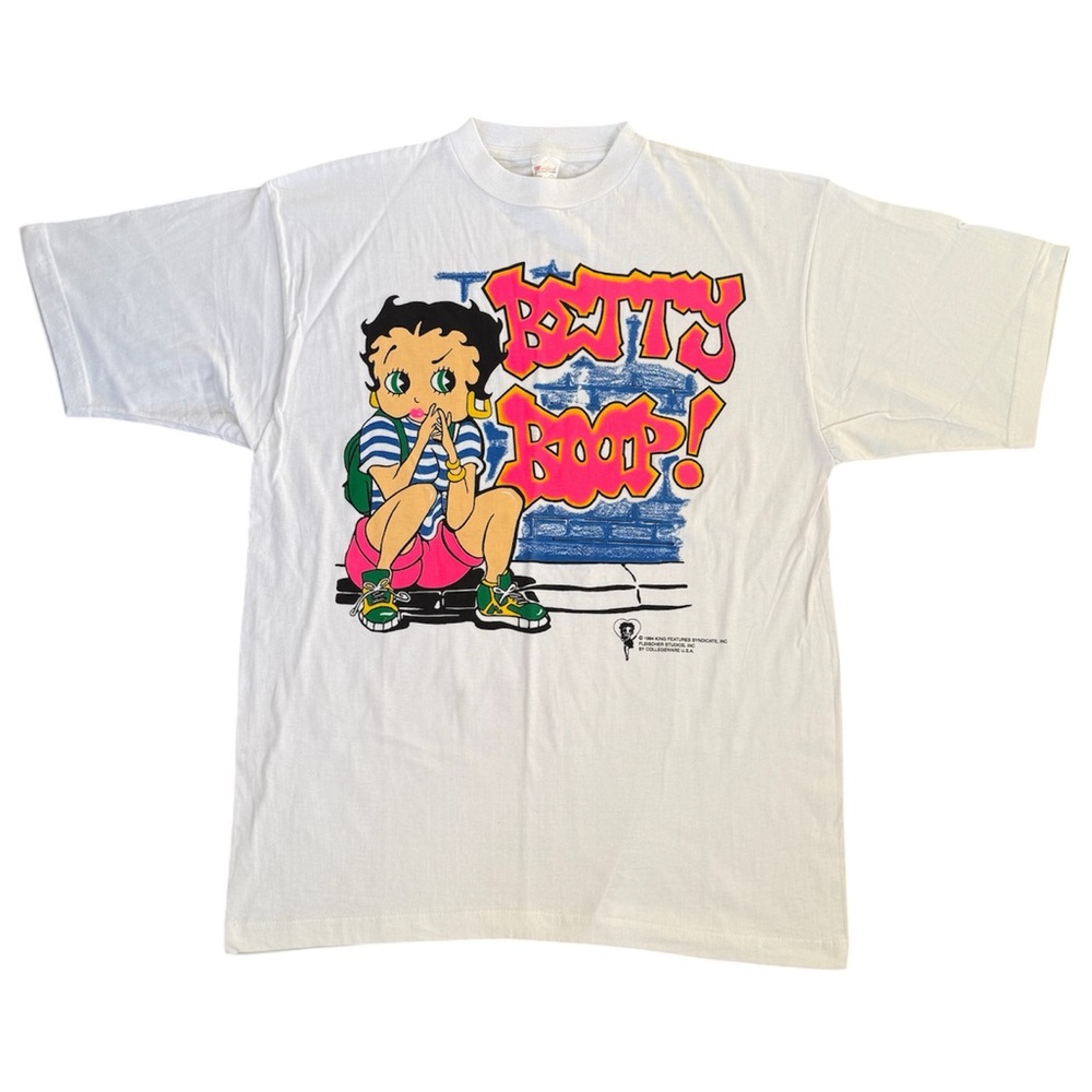 Vintage 1994 Betty Boop Cartoon Graffiti Neon Print Short Sleeve T-Shirt Size L